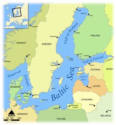 Map Of Denmark And Surrounding Countries. map of the Baltic Sea